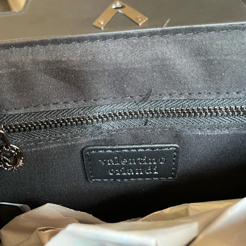NWT Valentino Orlandi Black Studded Satchel Bag with Pouch - Picture 3 of 11